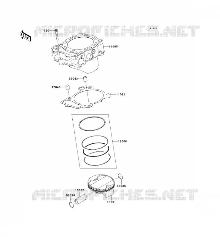 CYLINDRE/PISTON Kawasaki TOUT-TERRAIN 450 2012 KX450F  KX450FCF