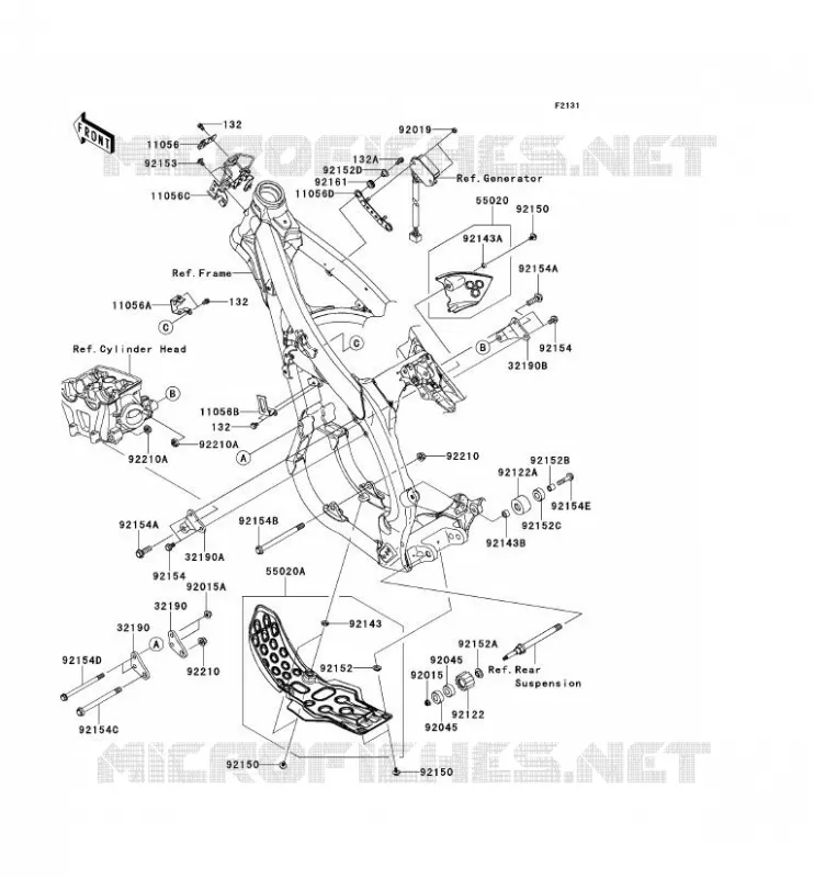 PIECE DE CADRE (COUVERTURE) Kawasaki TOUT-TERRAIN 450 2012 KX450F  KX450FCF