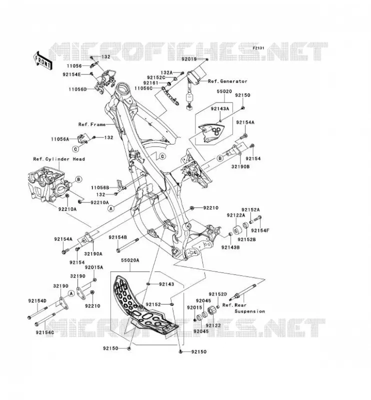 PIECE DE CADRE (COUVERTURE) Kawasaki TOUT-TERRAIN 450 2014 KX450F  KX450FEF
