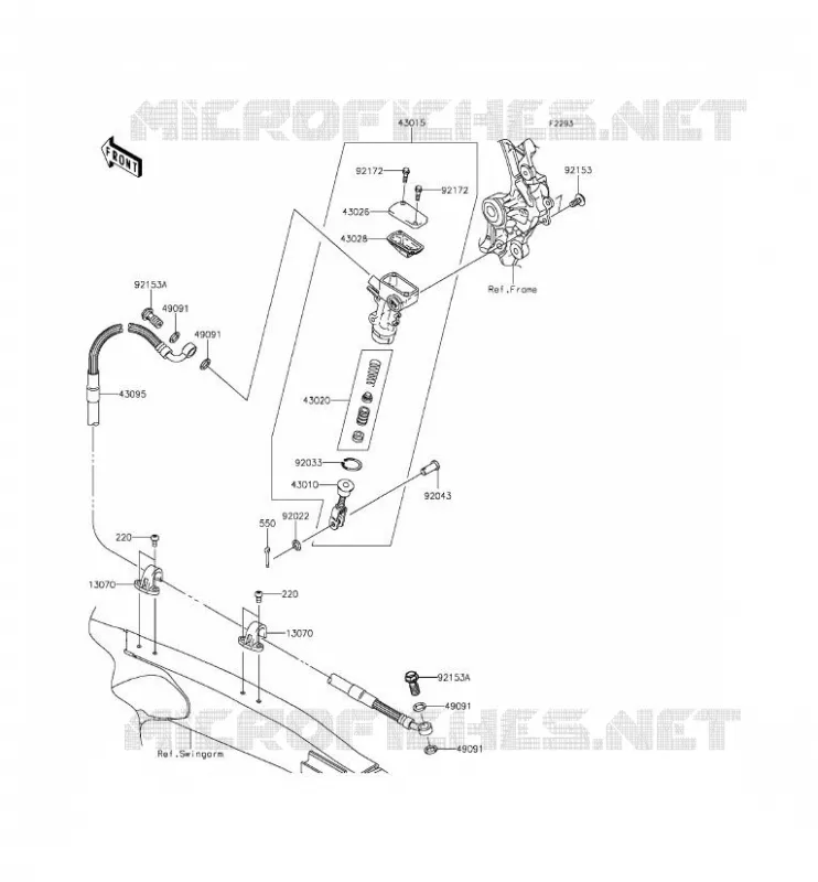 MAITRE CYLINDRE ARRI&Egrave;RE Kawasaki TOUT-TERRAIN 450 2015 KX450F  KX450FFF