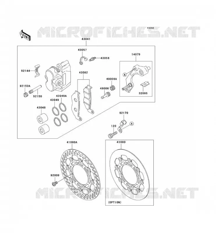 FREIN AVANT Kawasaki TOUT-TERRAIN 500 2000 KX500  KX500-E12