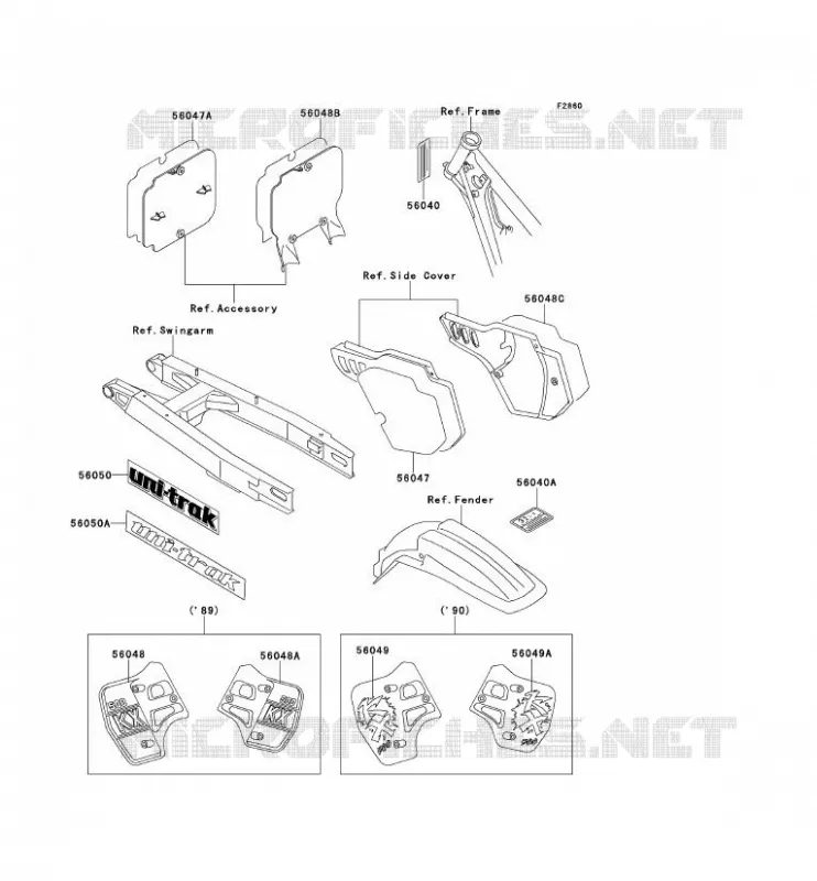 LABEL Kawasaki TOUT-TERRAIN 500 1990 KX500  KX500-E2