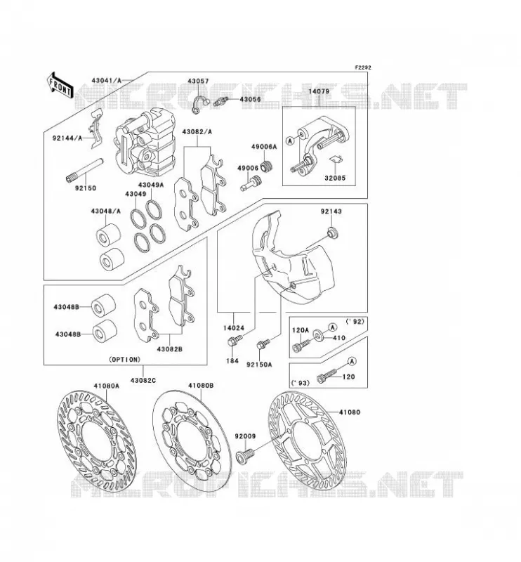 FREIN AVANT Kawasaki TOUT-TERRAIN 500 1992 KX500  KX500-E4