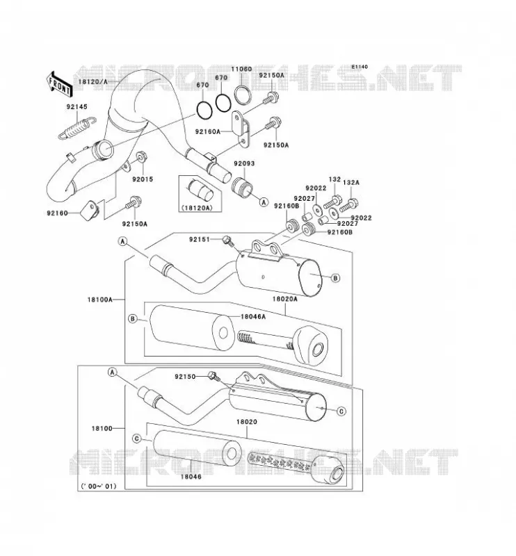 &Eacute;CHAPPEMENT Kawasaki TOUT-TERRAIN 65 2004 KX65  KX65-A5