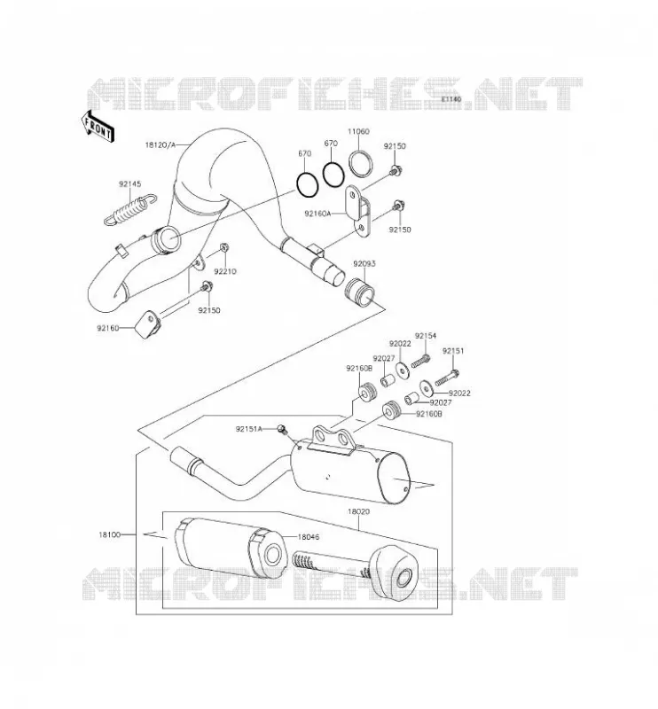 &Eacute;CHAPPEMENT Kawasaki TOUT-TERRAIN 65 2015 KX65  KX65AFF