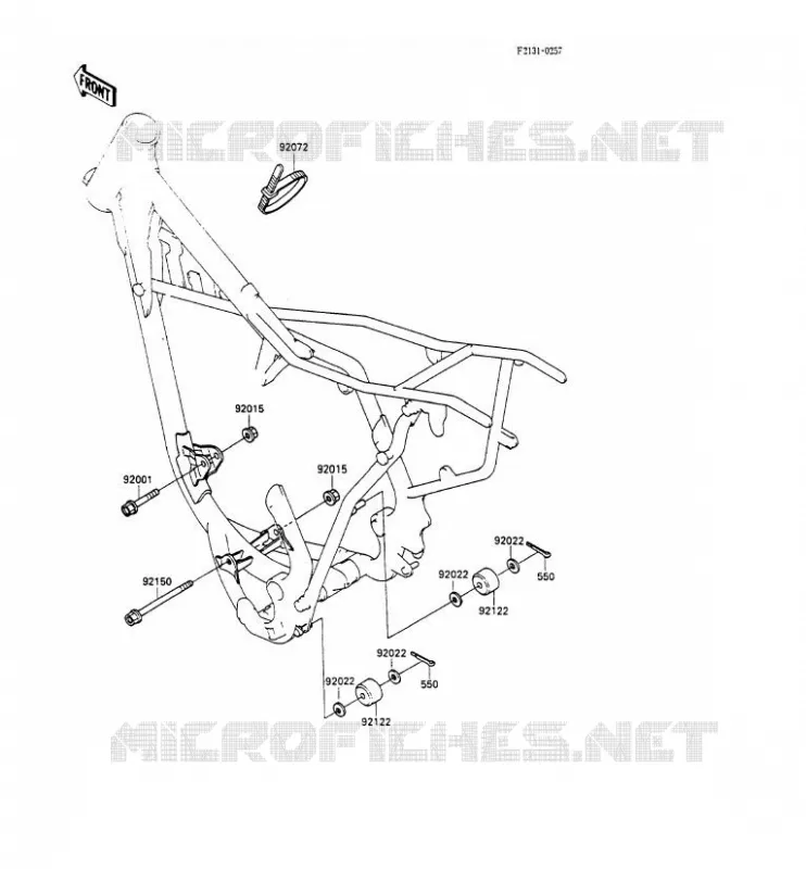 PIECE DE CADRE (COUVERTURE) Kawasaki TOUT-TERRAIN 80 1990 KX80  KX80-L3