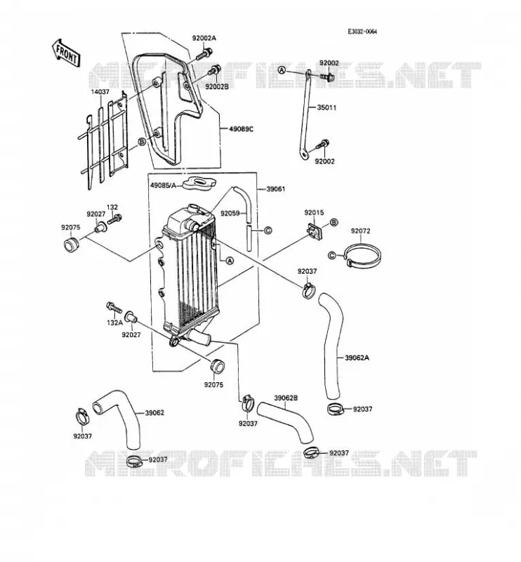 RADIATEUR Kawasaki TOUT-TERRAIN 80 1990 KX80  KX80-M3