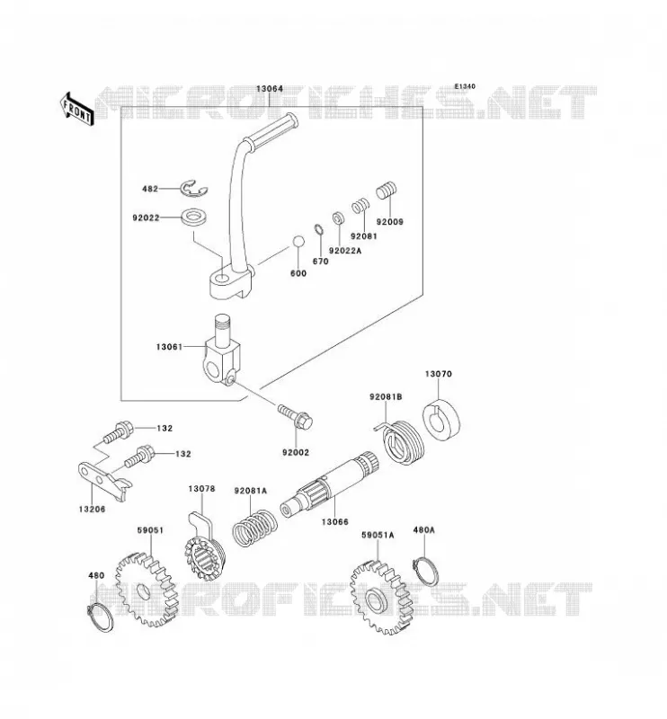 MECANISME DE KICK Kawasaki TOUT-TERRAIN 80 1991 KX80  KX80-R1