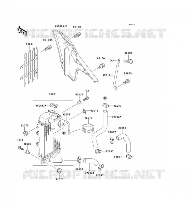 RADIATEUR Kawasaki TOUT-TERRAIN 80 1993 KX80  KX80-R3