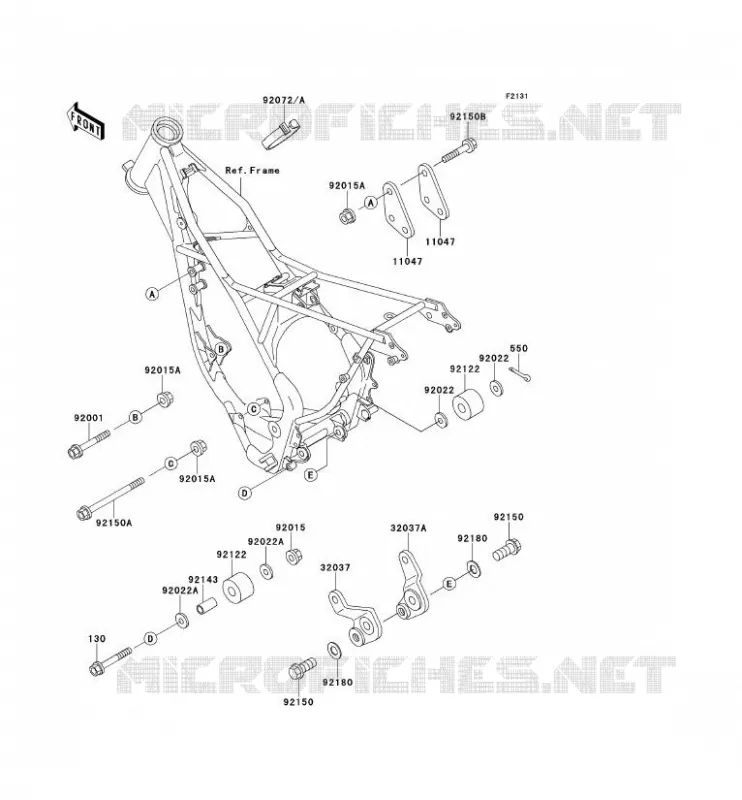 PIECE DE CADRE (COUVERTURE) Kawasaki TOUT-TERRAIN 80 1994 KX125  KX80-R4
