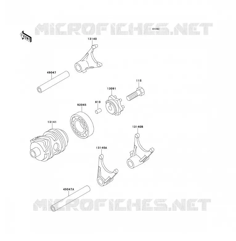 FOURCHETTE/BARRILLET DE SELECTION Kawasaki TOUT-TERRAIN 80 1995 KX80  KX80-R5
