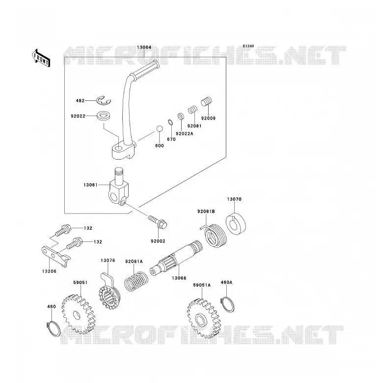MECANISME DE KICK Kawasaki TOUT-TERRAIN 80 1995 KX80  KX80-R5