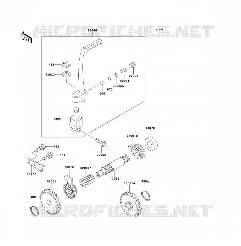 MECANISME DE KICK Kawasaki TOUT-TERRAIN 80 1996 KX80  KX80-R6