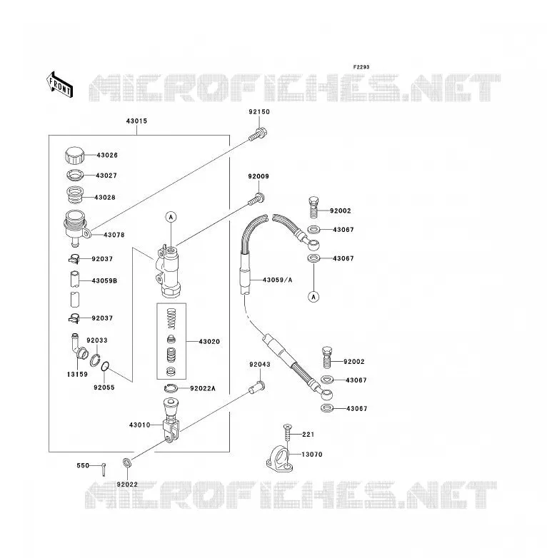 MAITRE CYLINDRE ARRI&Egrave;RE Kawasaki TOUT-TERRAIN 80 1992 KX80  KX80-T2