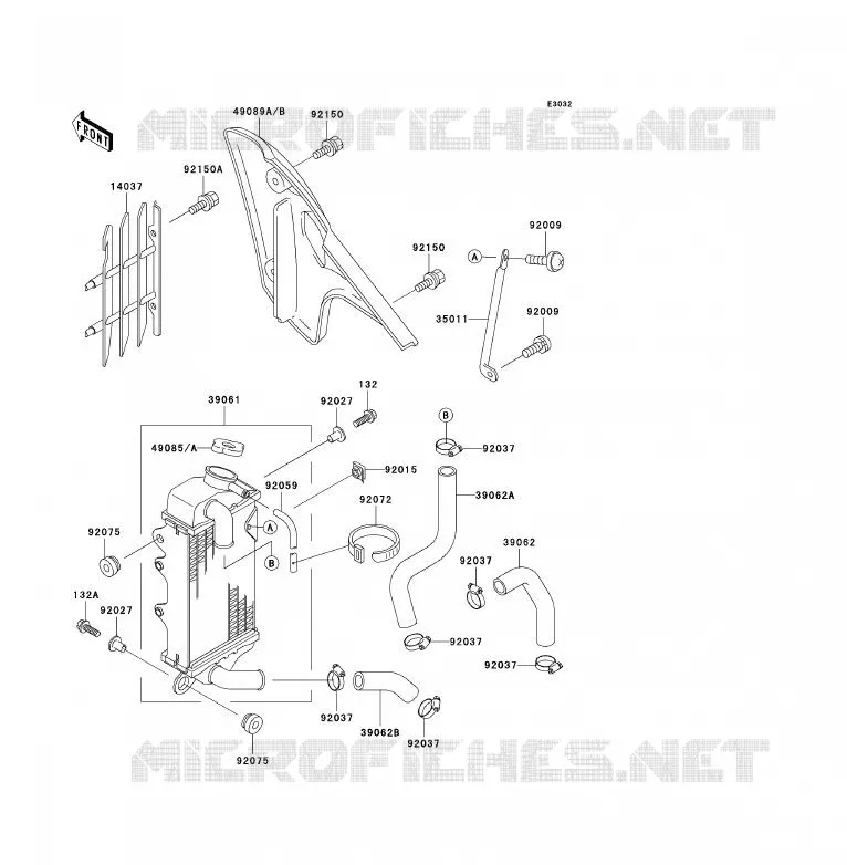 RADIATEUR Kawasaki TOUT-TERRAIN 80 1992 KX80  KX80-T2