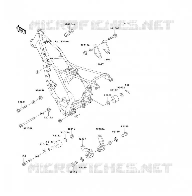 PIECE DE CADRE Kawasaki TOUT-TERRAIN 80 1993 KX80  KX80-T3
