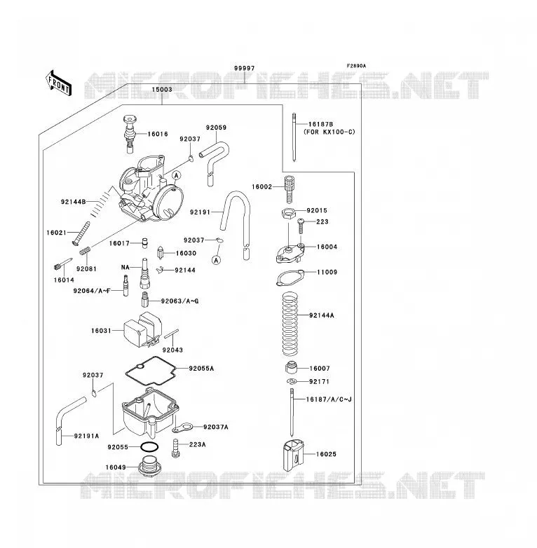PIECE EN OPTION(CARBURATEUR) Kawasaki TOUT-TERRAIN 80 1998 KX80  KX80-W1