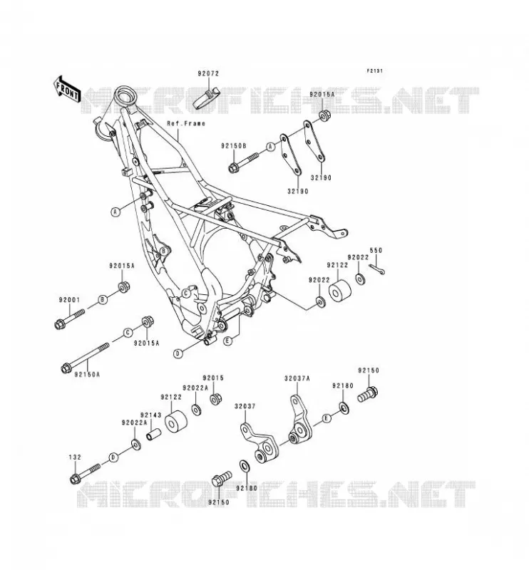 PIECE DE CADRE (COUVERTURE) Kawasaki TOUT-TERRAIN 80 1999 KX80  KX80-X2