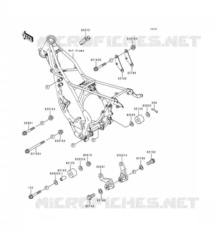 PIECE DE CADRE (COUVERTURE) Kawasaki TOUT-TERRAIN 80 1999 KX80  KX80-Z2