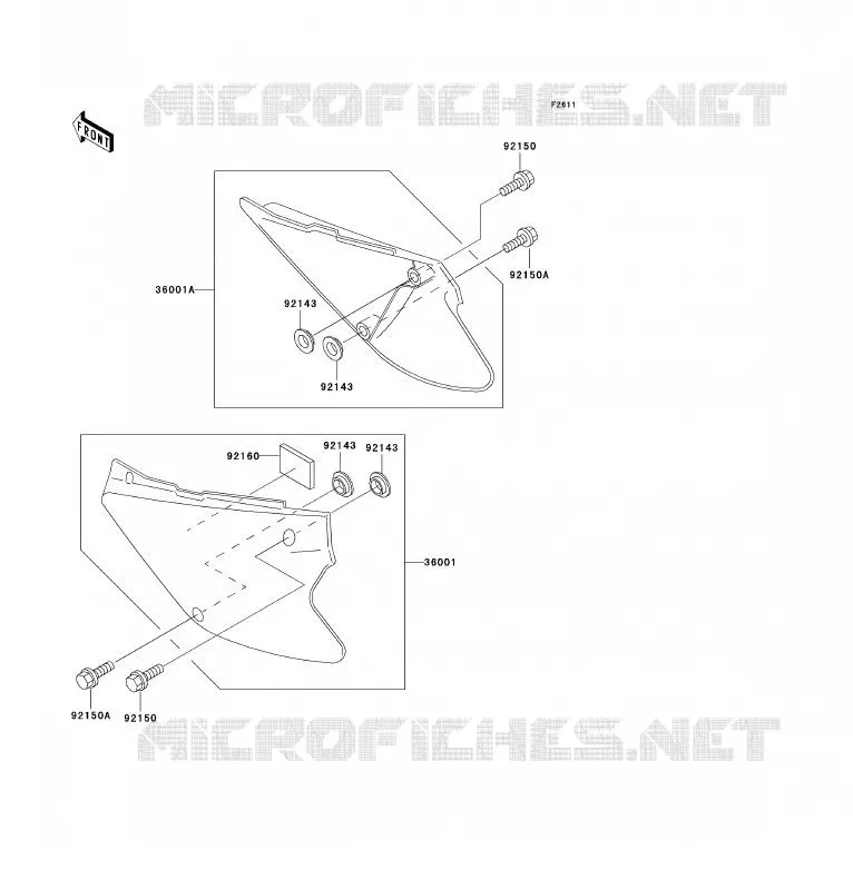 CACHE LAT&Eacute;RAL Kawasaki TOUT-TERRAIN 85 2002 KX85 - KX85 II  KX85-A2