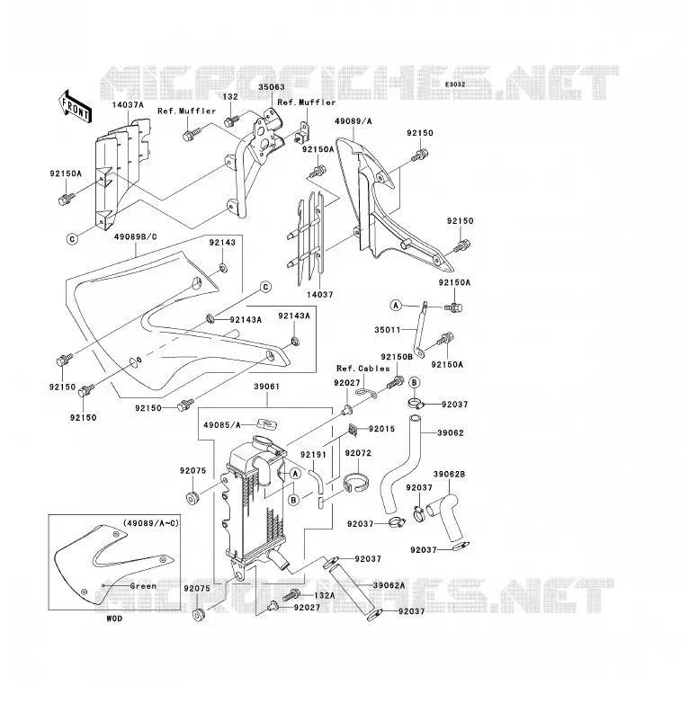 RADIATEUR Kawasaki TOUT-TERRAIN 85 2003 KX85 - KX85 II  KX85-A3