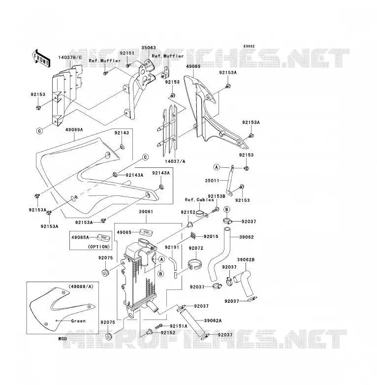 RADIATEUR Kawasaki TOUT-TERRAIN 85 2009 KX85 - KX85 II  KX85A9F