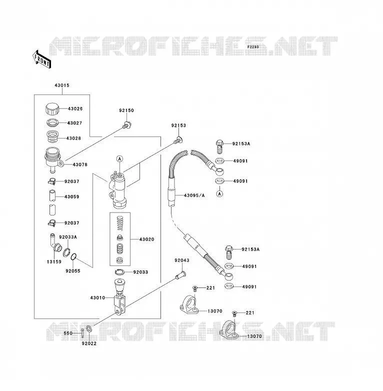 MAITRE CYLINDRE ARRI&Egrave;RE Kawasaki TOUT-TERRAIN 85 2012 KX85 - KX85 II  KX85ACF