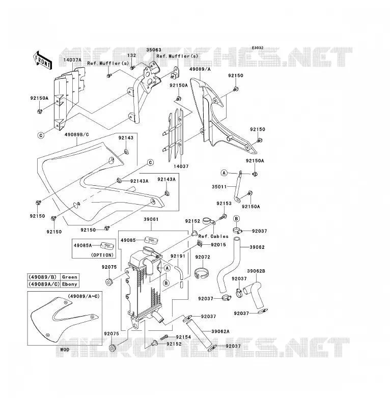RADIATEUR Kawasaki TOUT-TERRAIN 85 2013 KX85 - KX85 II  KX85ADF