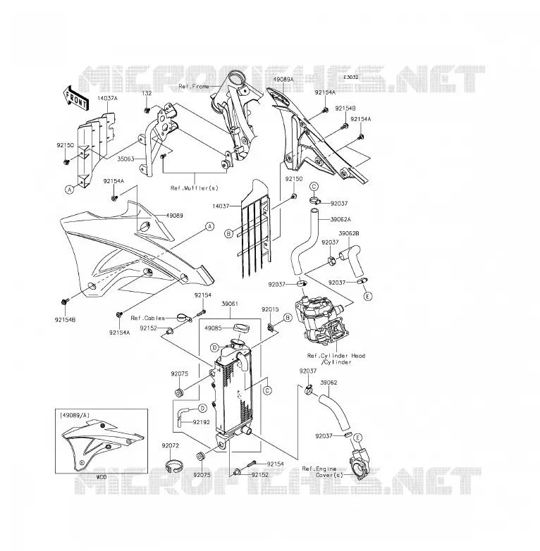 RADIATEUR Kawasaki TOUT-TERRAIN 85 2016 KX85  KX85CGF