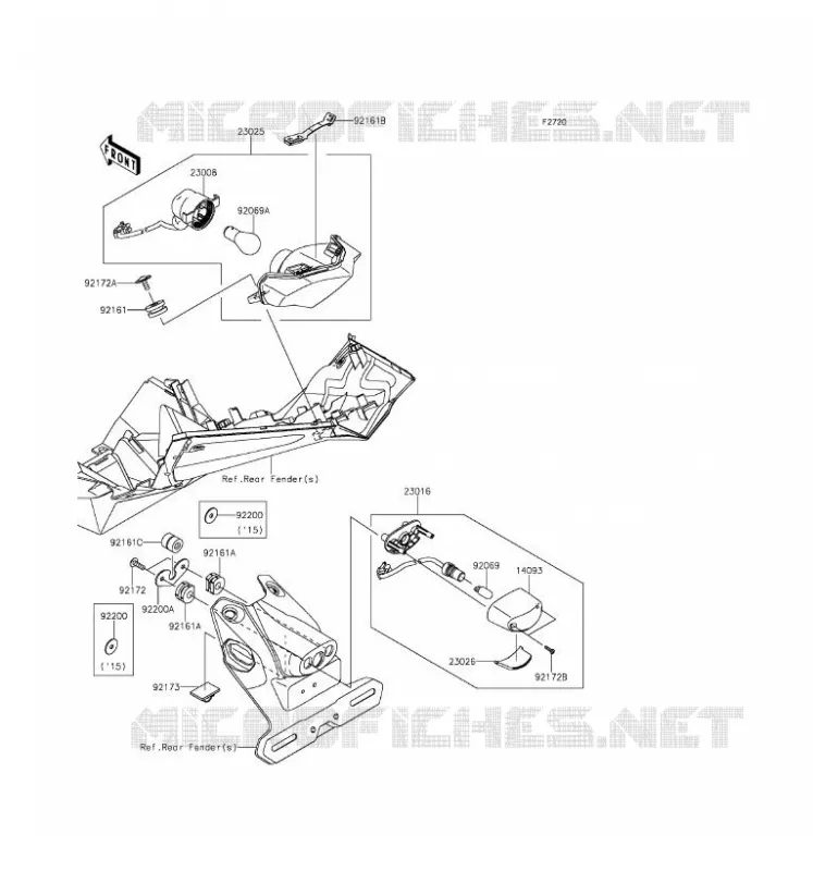 FEUX ARRI&Egrave;RE(S) Kawasaki MOTOS 250 2016 Z250SL ABS  BR250FGF