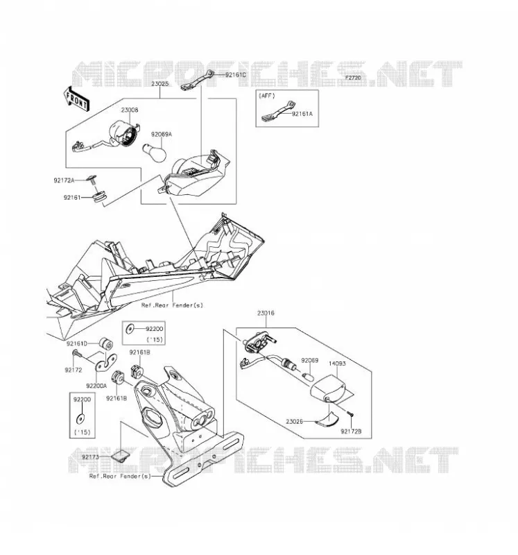 FEUX ARRI&Egrave;RE(S) Kawasaki MOTOS 250 2016 NINJA 250SL  BX250AGF