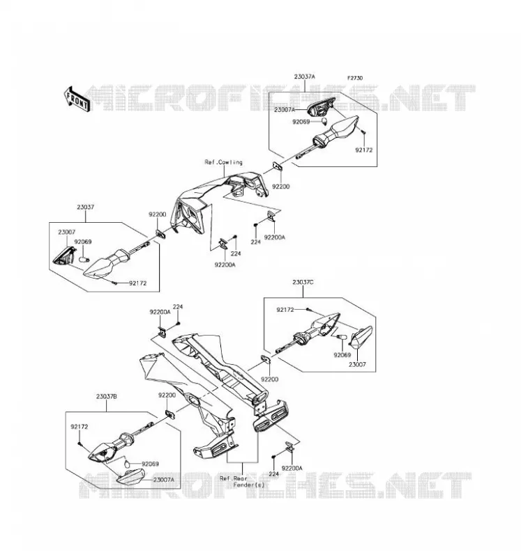 CLIGNOTANTS Kawasaki MOTOS 650 2017 Z650 ABS  ER650HHF