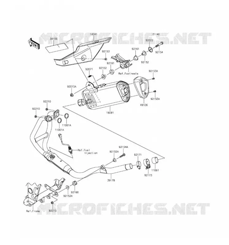 &Eacute;CHAPPEMENT Kawasaki MOTOS 300 2016 NINJA 300 ABS  EX300BGF