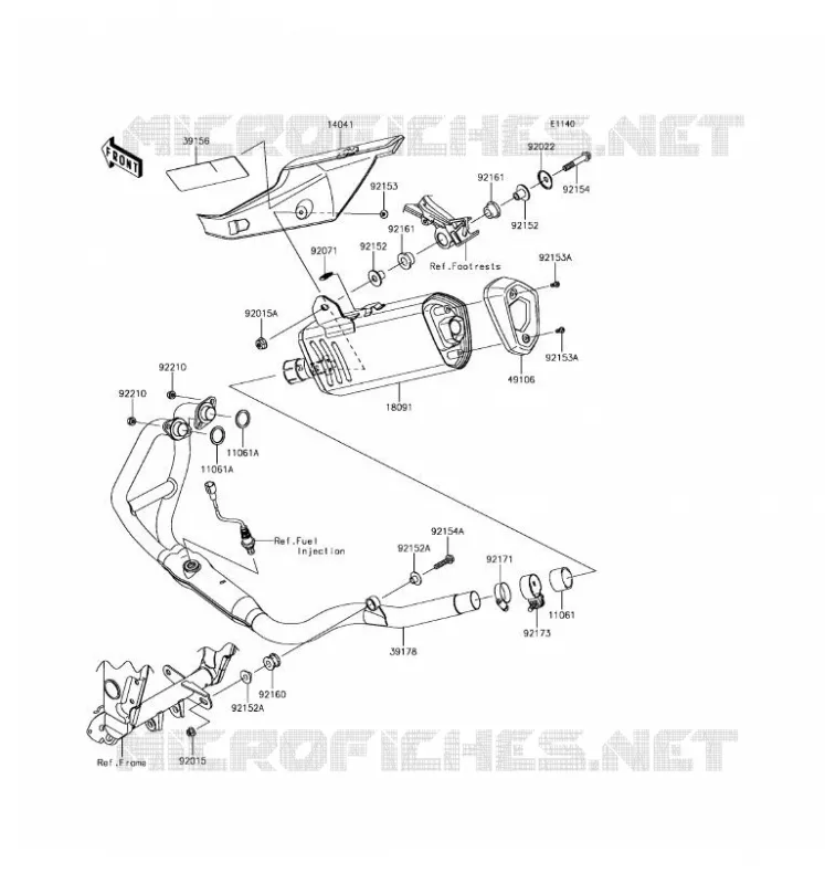 &Eacute;CHAPPEMENT Kawasaki MOTOS 300 2016 NINJA 300 ABS  EX300BGF