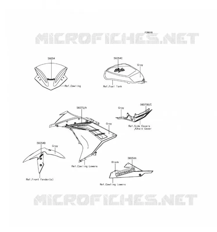 STICKER(GRAY) Kawasaki MOTOS 300 2016 NINJA 300 ABS  EX300BGF
