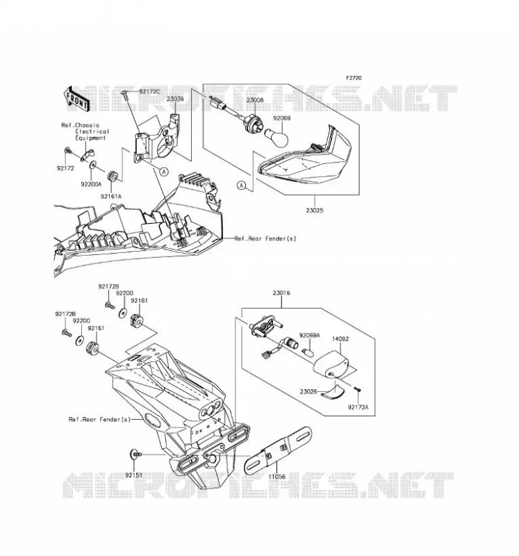 FEUX ARRI&Egrave;RE(S) Kawasaki MOTOS 300 2017 NINJA 300 ABS  EX300BHF