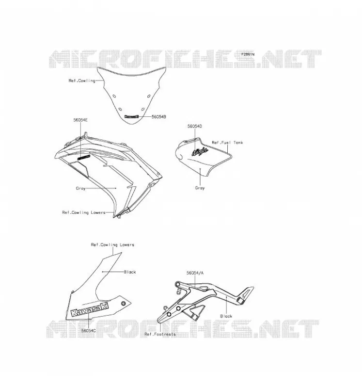 STICKER(GRAY) Kawasaki MOTOS 650 2016 ER-6F  EX650EGF