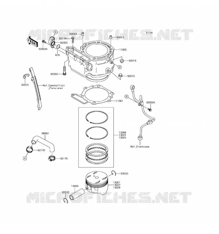 CYLINDRE/PISTON Kawasaki MOTOS 650 2016 KLR650  KL650EGF