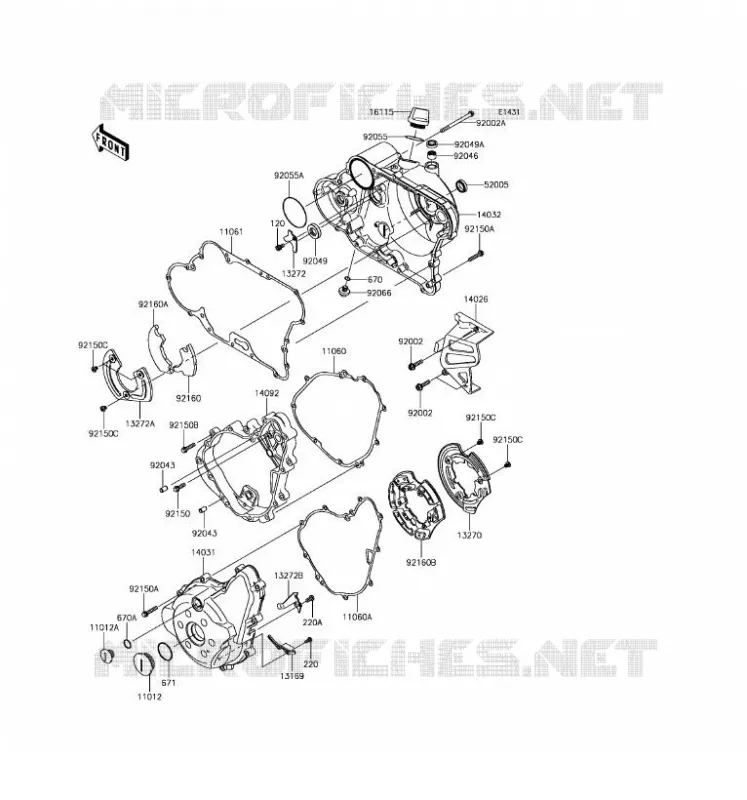 COUVERCLES MOTEUR Kawasaki MOTOS 650 2017 KLR650  KL650EHFA