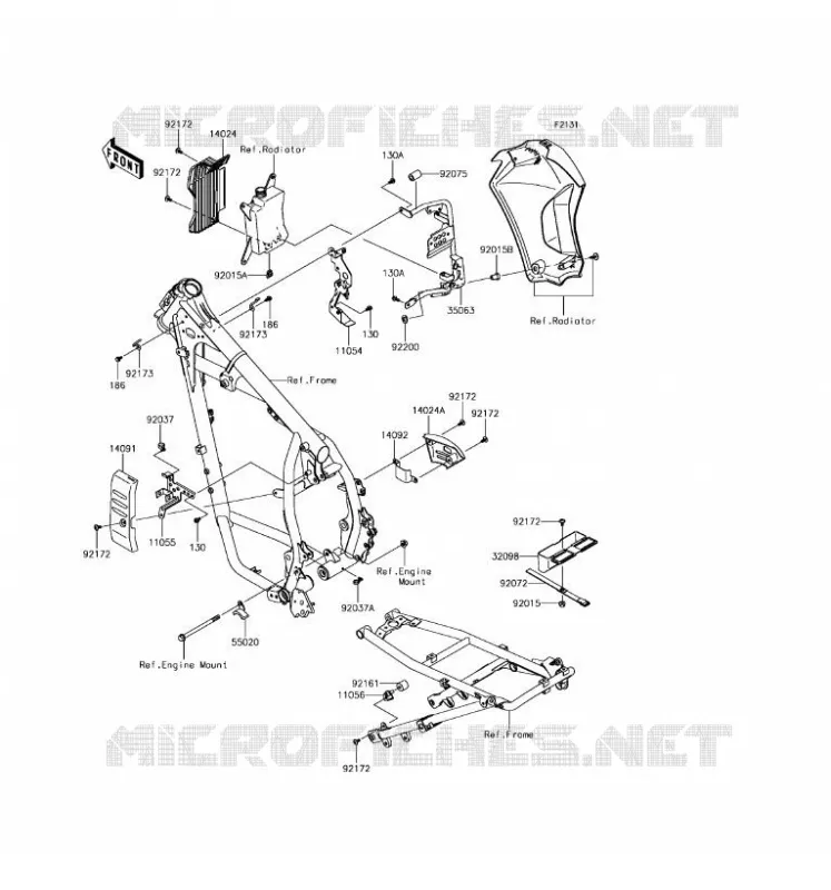 PIECE DE CADRE (COUVERTURE) Kawasaki MOTOS 650 2017 KLR650  KL650EHFA
