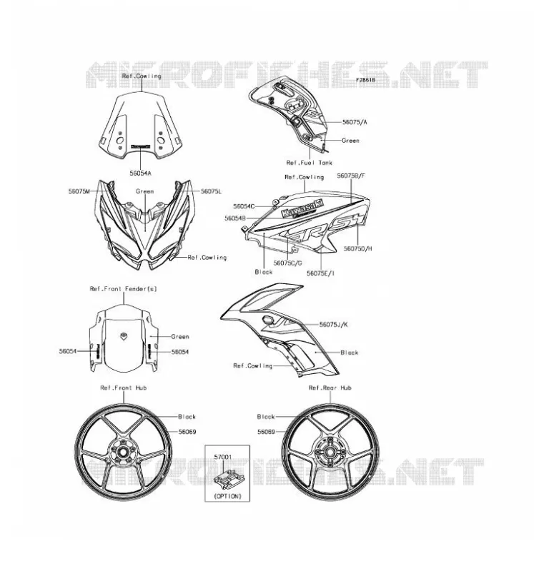 STICKER(GREEN) Kawasaki MOTOS 650 2017 VERSYS 650 ABS  KLE650FHFA