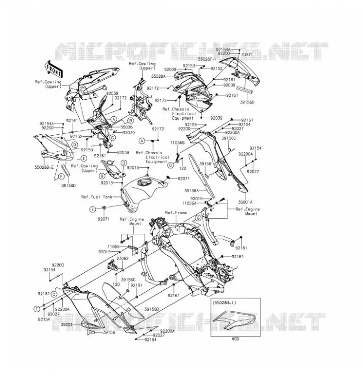 CARENAGE(CENTRALE) Kawasaki MOTOS 1000 2016 VERSYS 1000  KLZ1000BGF