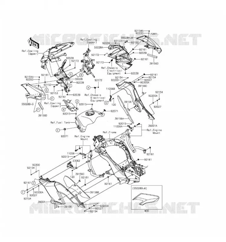 CARENAGE(CENTRALE) Kawasaki MOTOS 1000 2016 VERSYS 1000  KLZ1000BGF