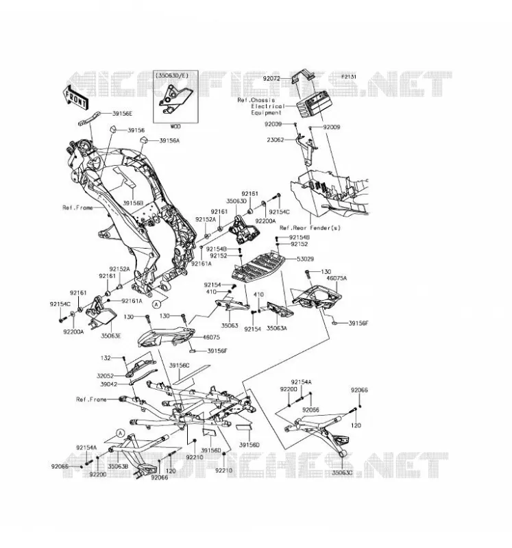 PIECE DE CADRE (COUVERTURE) Kawasaki MOTOS 1000 2017 VERSYS 1000  KLZ1000BHF