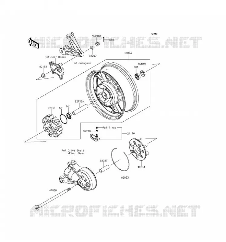 ROUE ARRI&Egrave;RE/CHAINE Kawasaki MOTOS 1400 2016 CONCOURS 14 ABS  ZG1400EGF