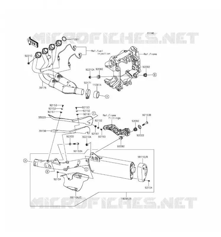 &Eacute;CHAPPEMENT Kawasaki MOTOS 1400 2016 1400GTR ABS  ZG1400EGF