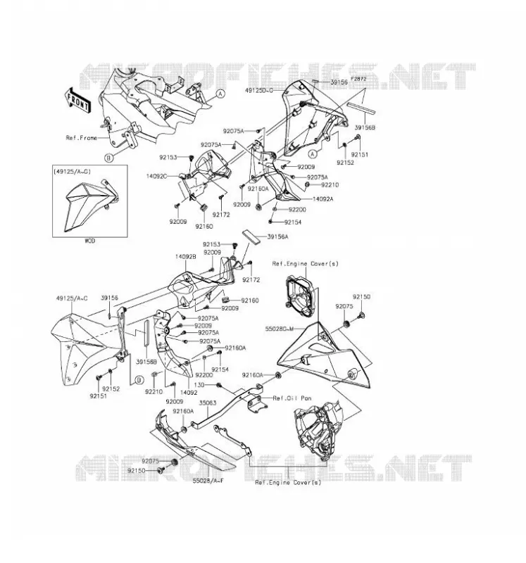 CARENAGE INFERIEUR Kawasaki MOTOS 800 2016 Z800  ZR800AGF