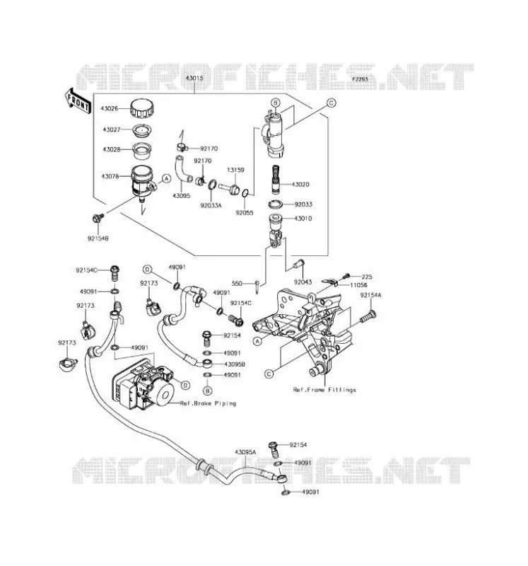 MAITRE CYLINDRE ARRI&Egrave;RE Kawasaki MOTOS 800 2016 Z800 ABS  ZR800BGF