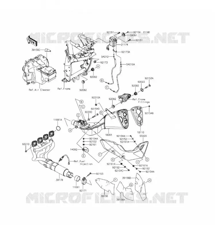 &Eacute;CHAPPEMENT Kawasaki MOTOS 800 2016 Z800 ABS  ZR800BGF