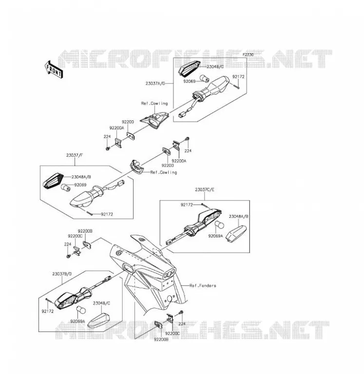 CLIGNOTANTS Kawasaki MOTOS 800 2016 Z800  ZR800CGFA